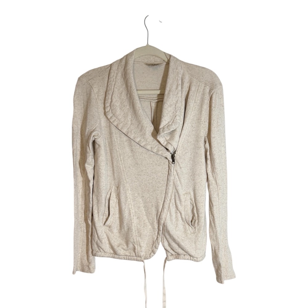 Lucky Brand Moto Jacket Beige S Womens Asymmetrical Zip Sweatshirt Casual